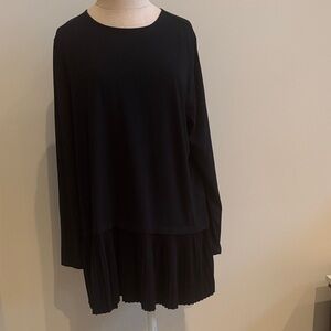 J. Jill Black Pleated Long Sleeve Tunic Top